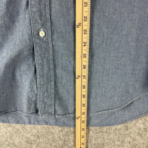 VTG Ralph Lauren Golf Tilden Shirt Mens Large Chambray Button Up Crest Preppy - Picture 7 of 12